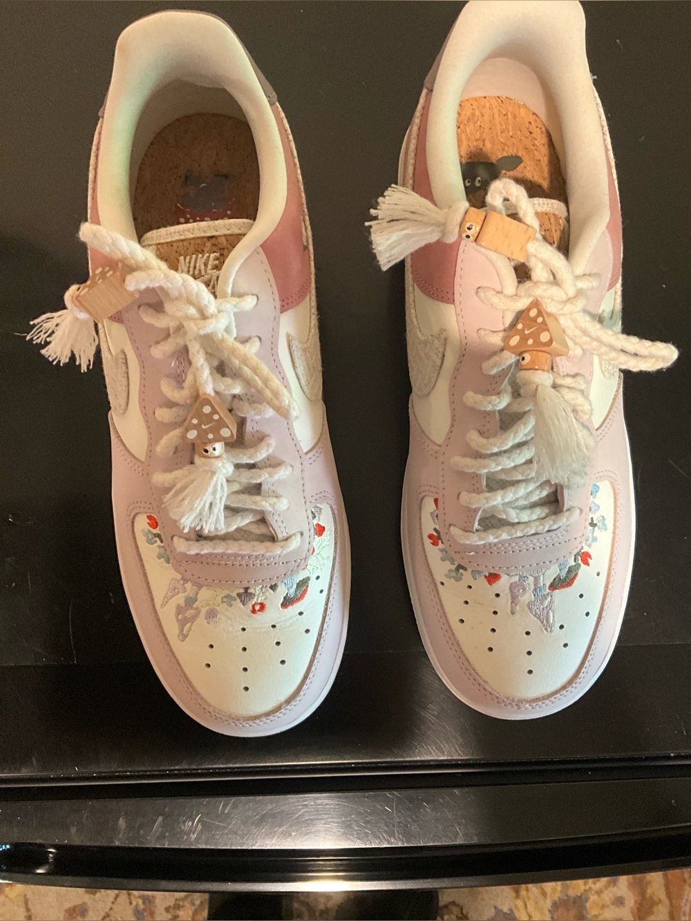 Nike Air Pink and White Low-Top Sneakers with Tassel Laces Size 9 - Picture 2 of 12